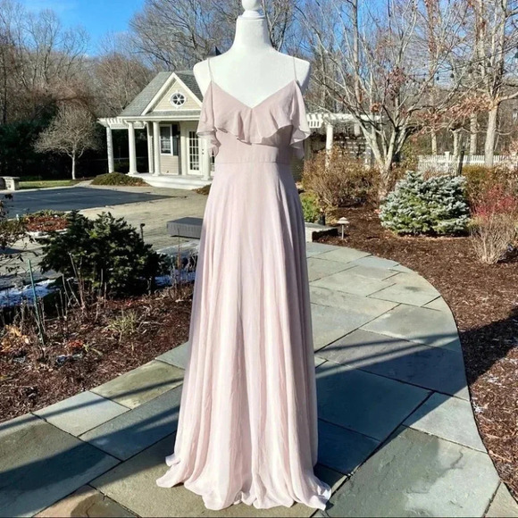 NWT BHLDN Jenny Yoo Mila Convertible Ruffle Maxi Dress in Woodrose - Picture 5 of 14